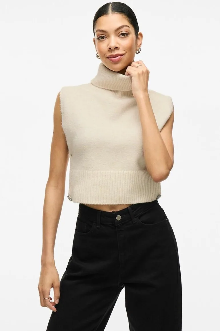 Turtleneck Poncho with Jewelled Detailing - 1