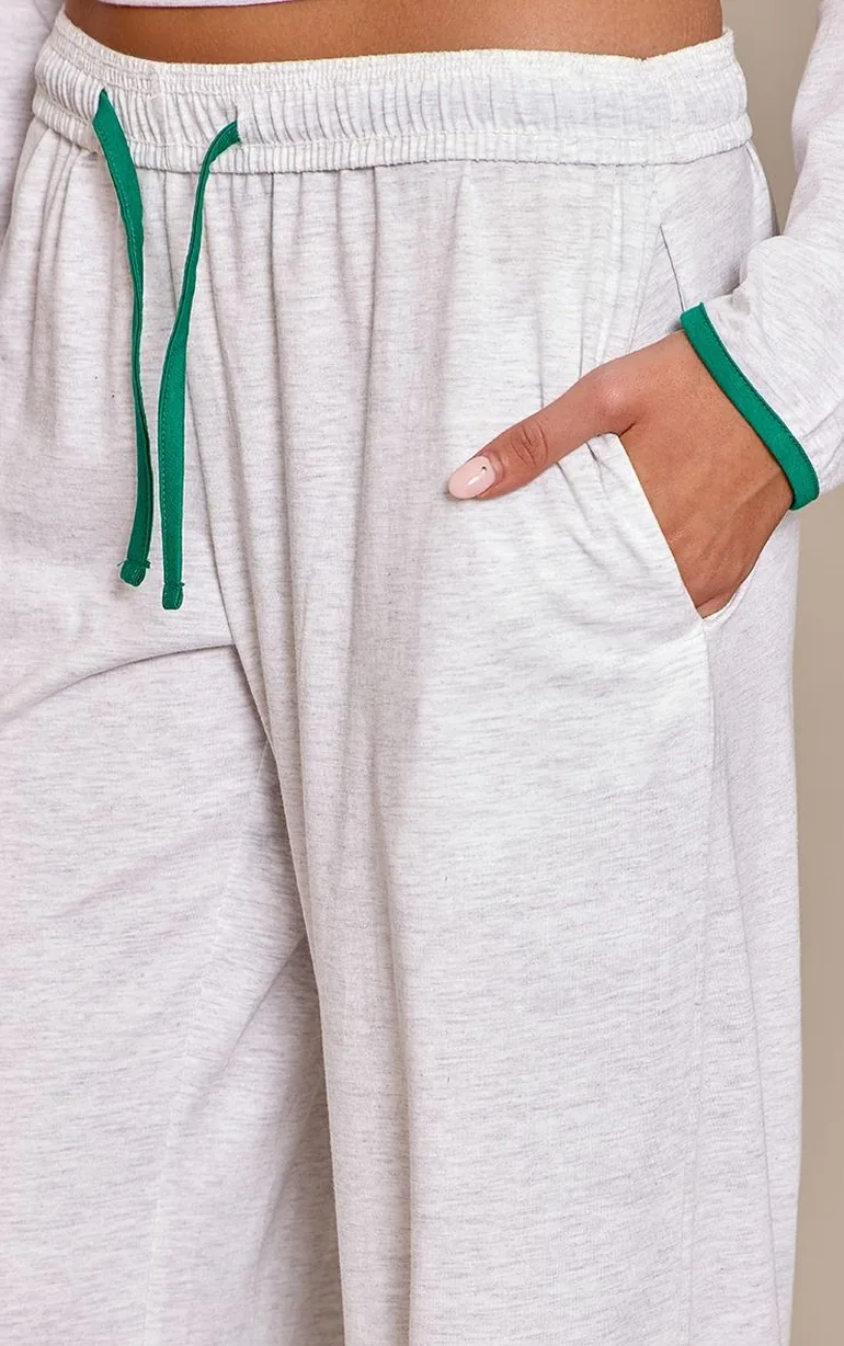 Ash Grey Cotton Contrast Drawstring Relaxed Joggers - 3