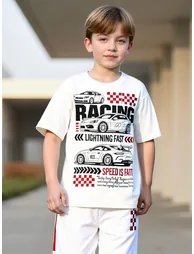 Teens Racing Graphic T-Shirt and Joggers Set - 5