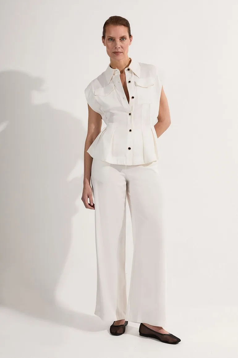 Tall Premium Viscose Linen Woven Straight Leg Trouser