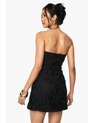 Premium Lace Bandeau Mini Dress - black - 2