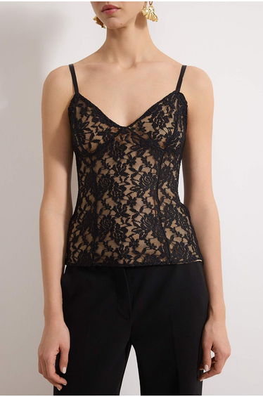 Black Strap Lace Party Bustier