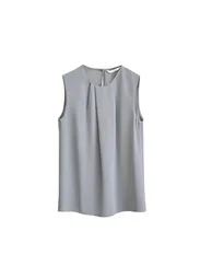 Gathered Sleeveless Chiffon Blouse - 4