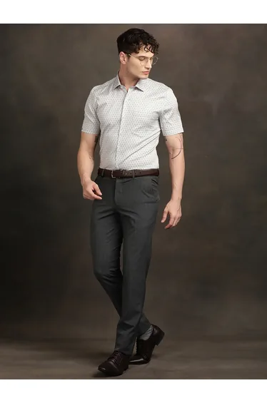 Black Solid Structured Trousers