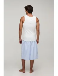 Ribbed Muscle Fit Vest & Contast Waistband Jort Lounge Set - blue - 2