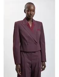 Pinstripe Satin Mix Blazer Jacket - 1