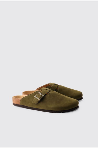 Faux Suede Mule - olive