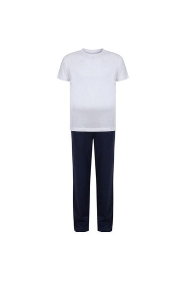 Towel City Girls Long Pyjamas - White/Navy