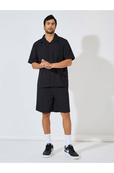 Relaxed Fit Textured Woven Shirt and Shorts Co-Ords