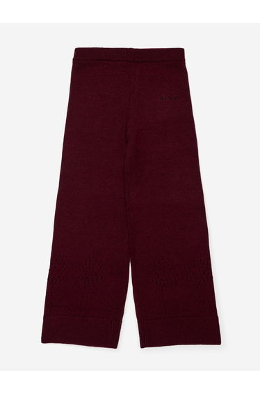 Girls Wool Knit Trousers in Red