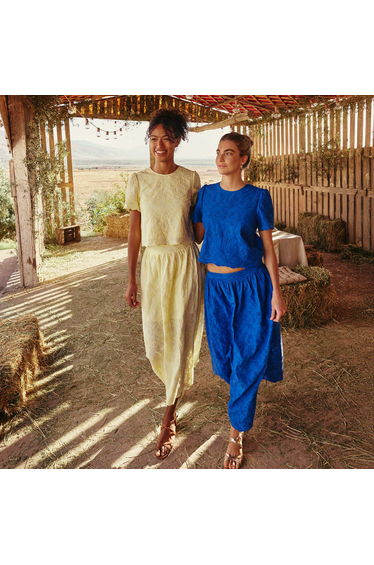 Long Skirt with Broderie Anglaise YELLOW