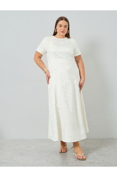 Plus Size Jacquard A-Line Maxi Dress