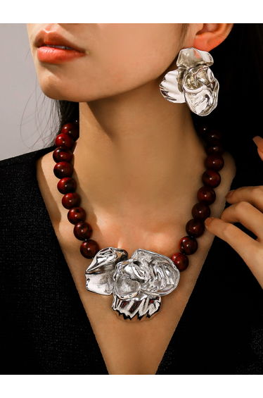 Silver 3D Flower Earrings