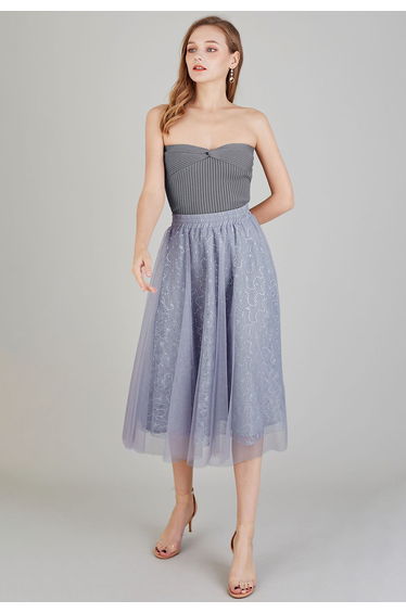 Twist Front Ribbed Knit Tube Crop Top in Grey