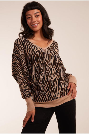 Zebra V-Neck Jumper