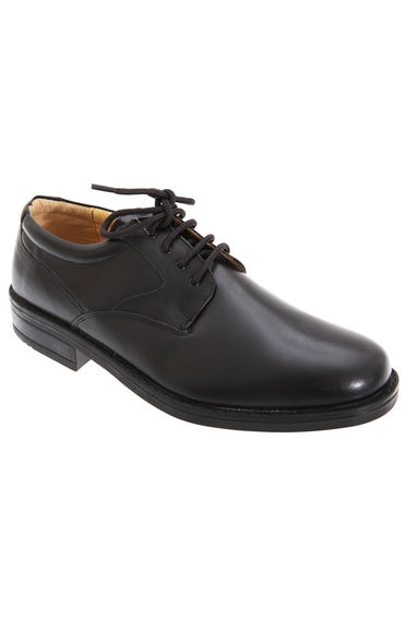 Roamers Mens Flexi Plain Leather Gibson Shoes - Black