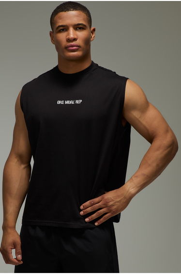One More Rep Oversized Tank - black