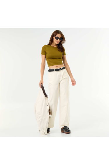 Basic Crop Top T-Shirt GREEN