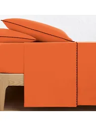 شرشف سرير قطن بتطريز بطبعة شعار - 1