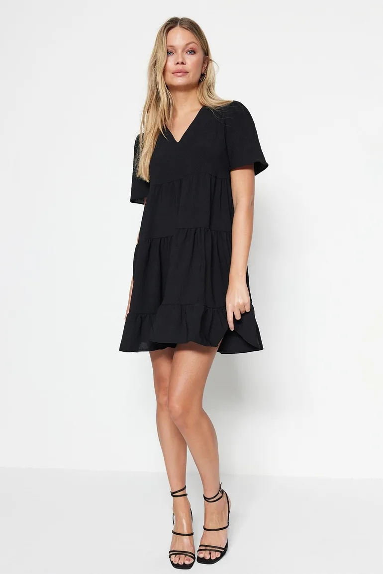 black mini smock dress Light Blue Bridesmaid Dresses, Simple Fashion Bridesmaid Dresses   ClaireBridal