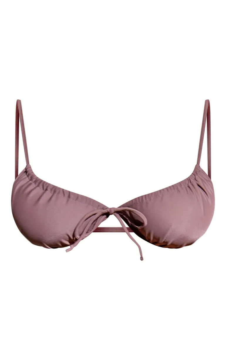 Brown Ruched Underwired Bikini Top - 4