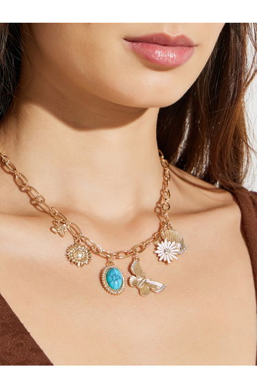 Gold Charm Pendant Necklace
