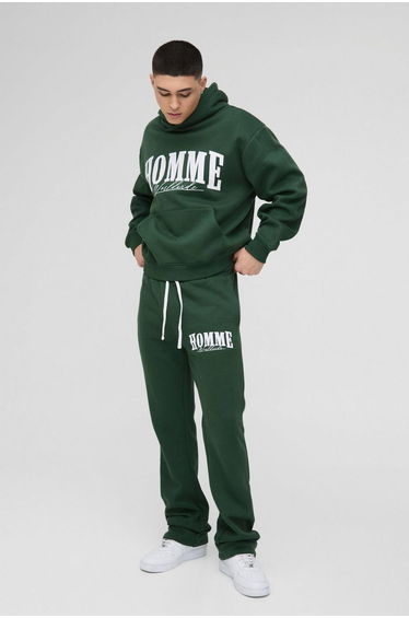 Oversized Boxy Homme Stack Flare Hooded Tracksuit
