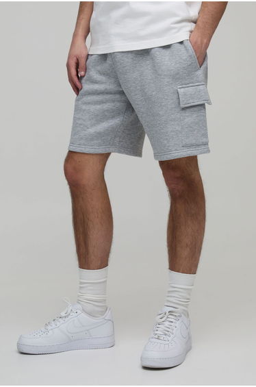 Basic Relaxed Fit Cargo Jersey Short - grey marl