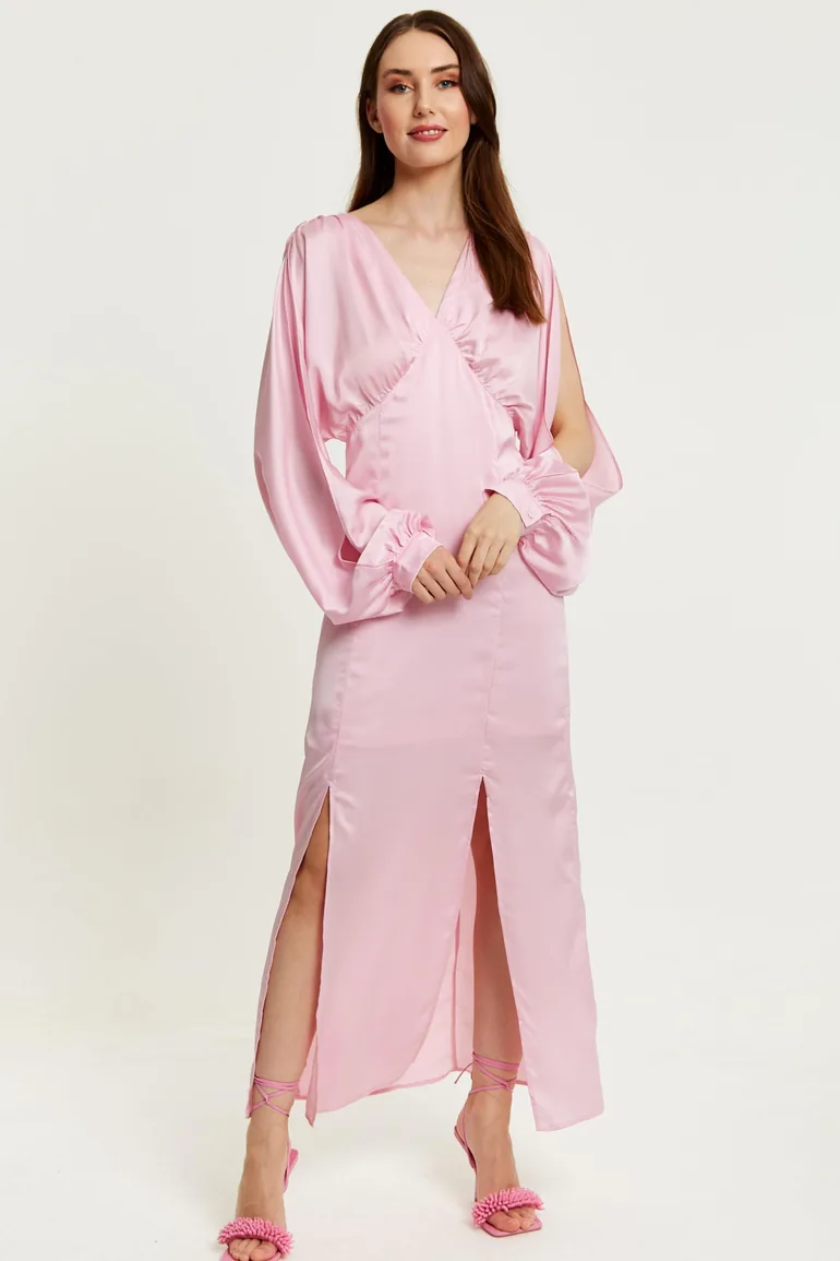 knee length dresses for ladies Opal Pink Long Sleeve Maxi Dress - US 4 main image 0