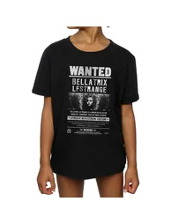 Harry Potter Girls Bellatrix Lestrange Wanted Poster Cotton T-Shirt - Black - 1