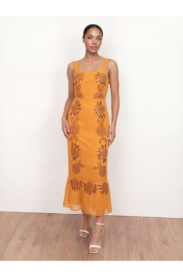 Maya Amber Embellished Square Neck Strappy Midaxi Dress