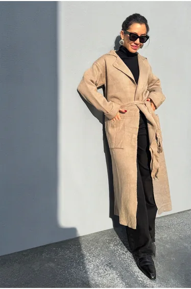 كارديغان توشيه  قطن بني بحزام و جيوب