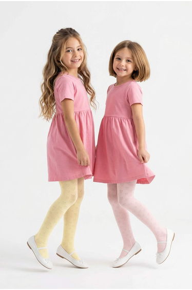 Yellow-Pink 2-Piece Girls' Pantyhose