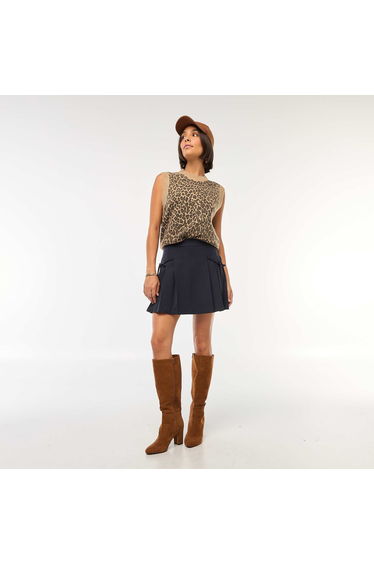 Pleated skort with bow BLUE
