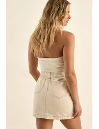 The Denim Halter Neck Waistcoat Dress - 3