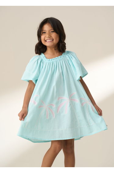 Paloma Blue Embroidered Hem Swing Dress