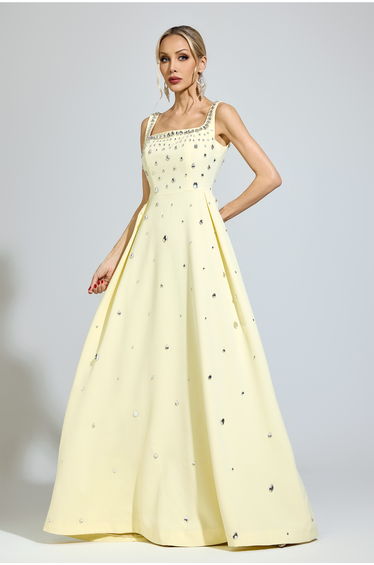 Quinn Yellow Diamond Maxi Dress