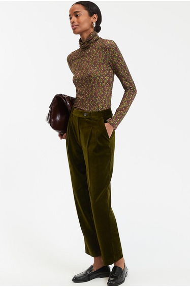 Turtleneck T-Shirt with Long Sleeves and Floral Print