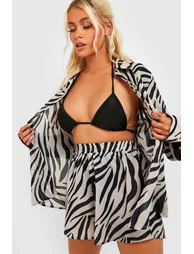 Zebra Print Shirt & Short Beach Co-ord Set - zebra - 2