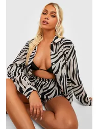 Zebra Print Shirt & Short Beach Co-ord Set - zebra
