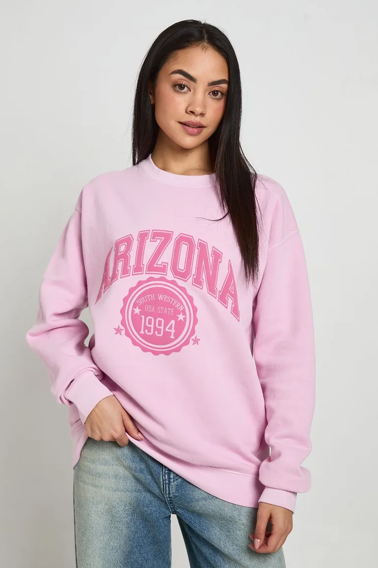 Washed Arizona Printed Sweatshirt - pink - 2