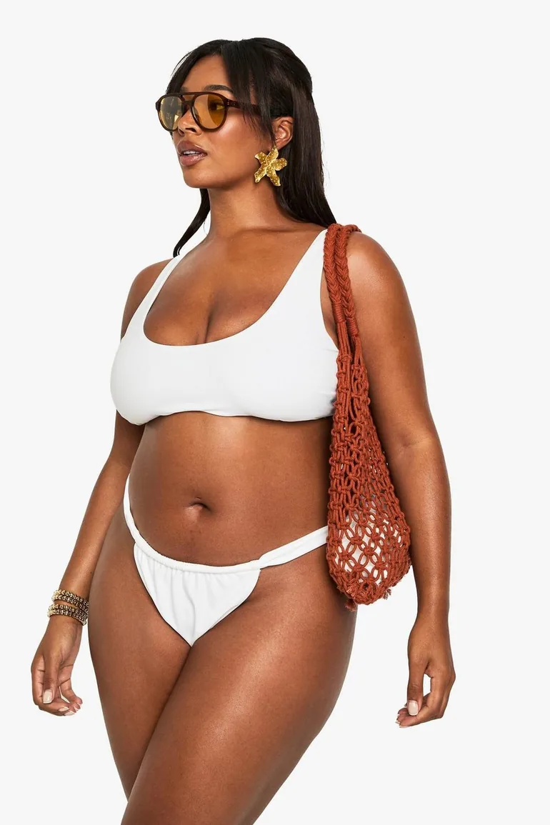 Plus Swimwear Essentials Tanga Brief - white