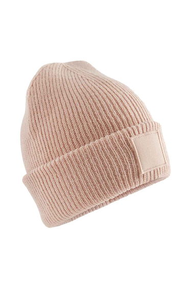 Beechfield Childrens/Kids Cuffed Tonal Patch Beanie - Peach