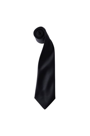 Premier Mens Plain Satin Tie (Narrow Blade) - Black