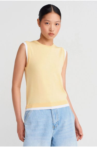 Dilvin Sleeveless Ribbed Knit Shell Top