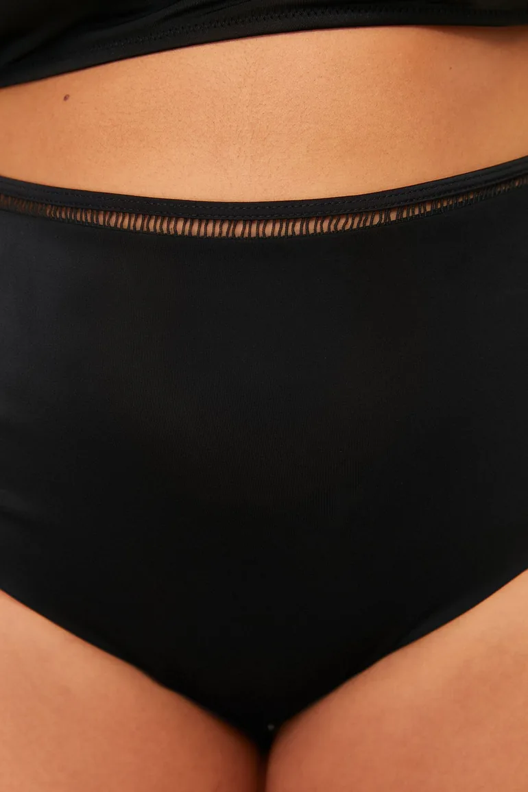 Black High Waist Bikini Bottom - 4
