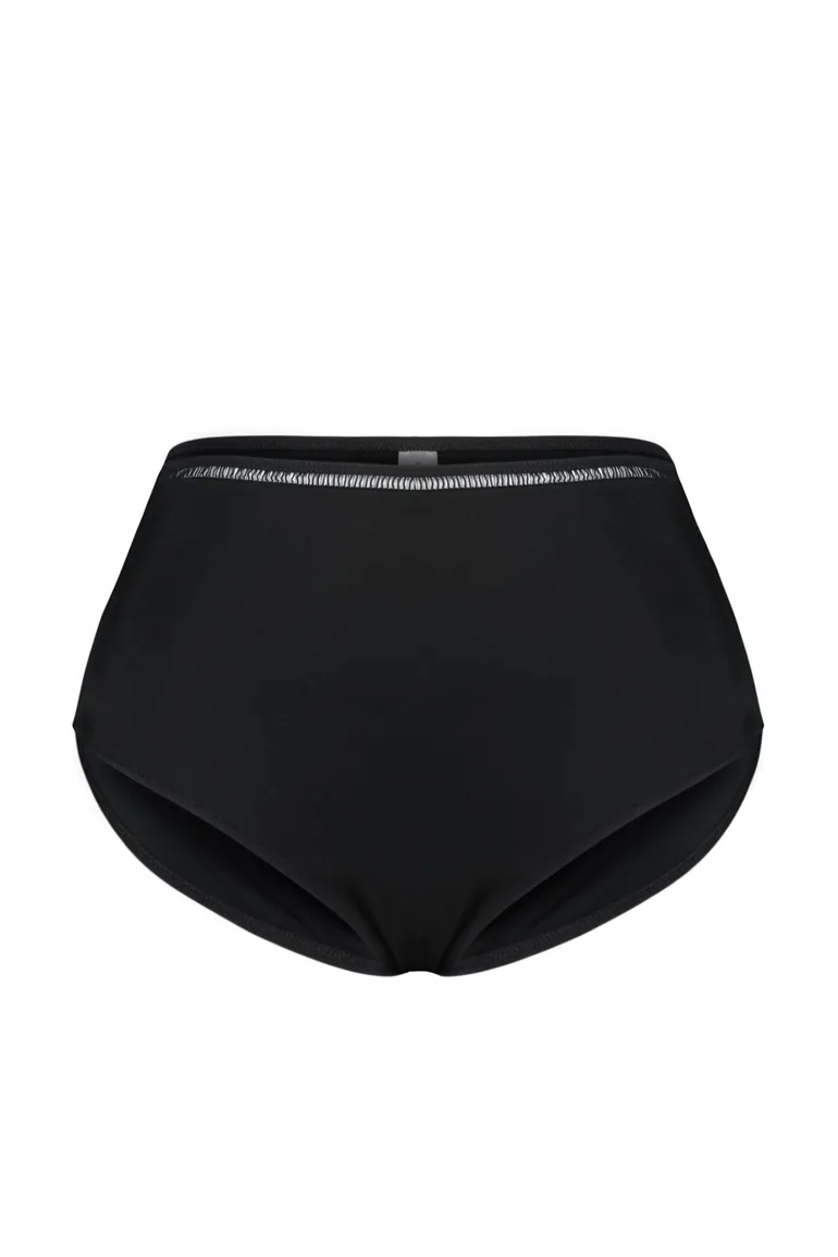 Black High Waist Bikini Bottom - 5
