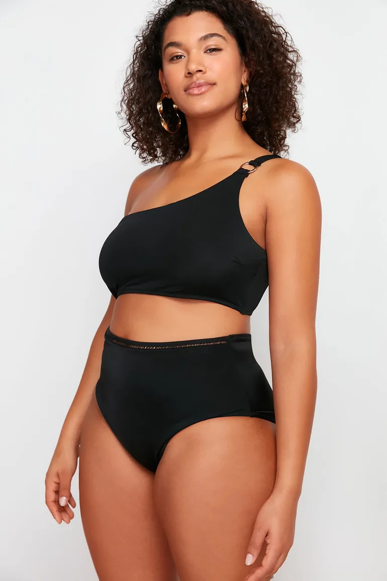Black High Waist Bikini Bottom - 1