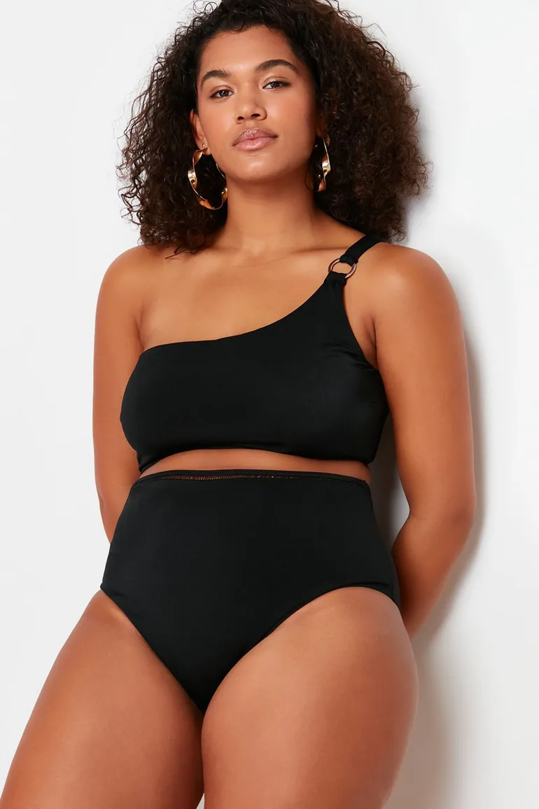 Black High Waist Bikini Bottom - 2