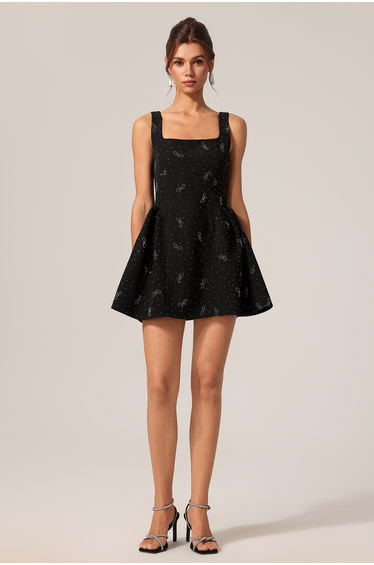 Hooded Halter Diamond Mini Dress